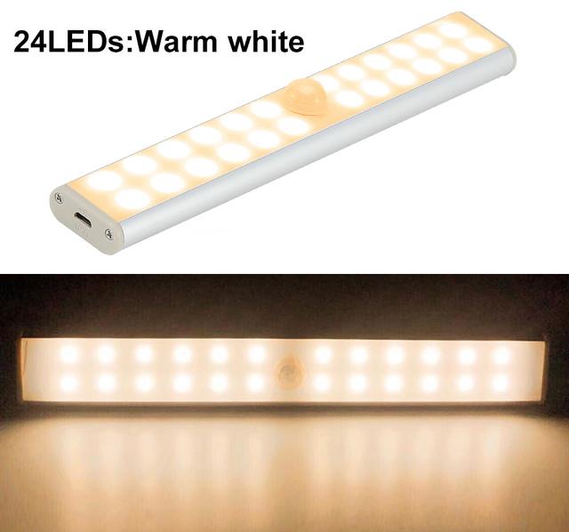 

24/40/60 светодиодный USB перезаряжаемый светильник под шкафом беспроводной датчик движения светильник для шкафа магнитная полоса кухонный ночник для комнаты