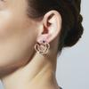 Boucles d'oreilles - AFRICA Fantasia - Zircone cubique multicolore - Finition or jaune 18 ct - Turquoise et perles
