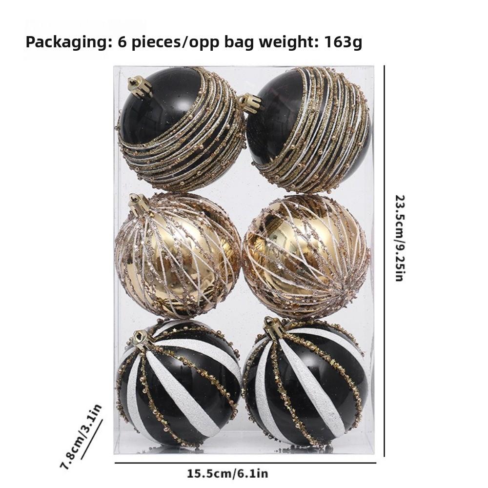 6pcs New Plastics Christmas Ball Pendant Paintings 8cm Xmas Tree Ornament Xmas Tree Charm Party Decoration