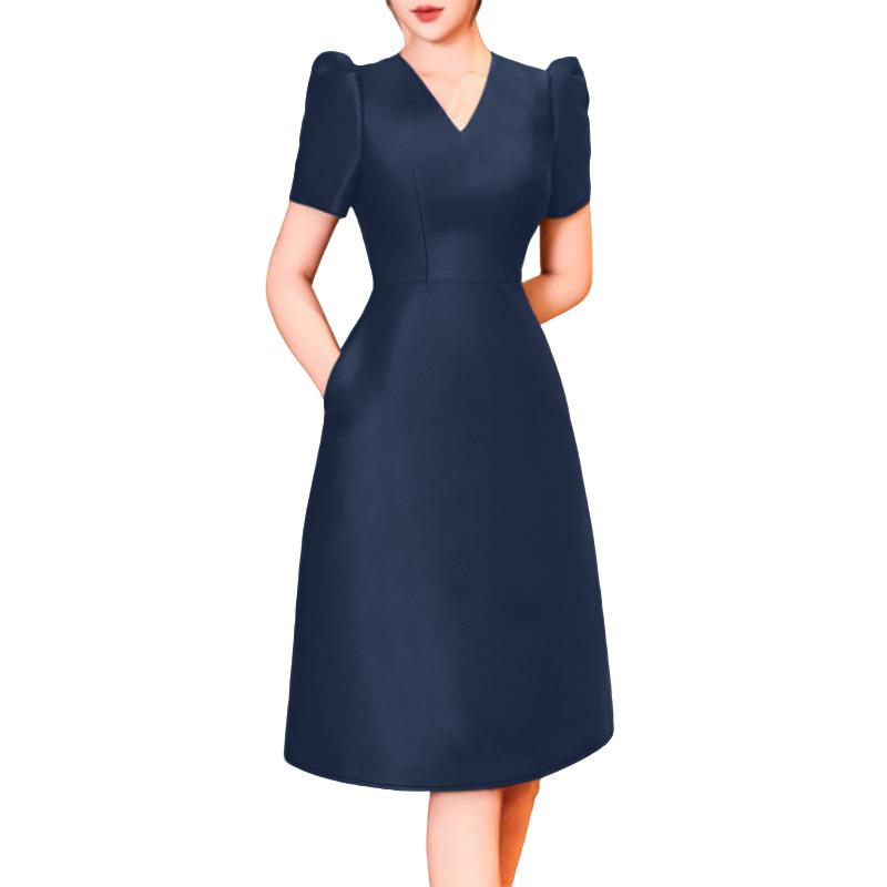 ZANZEA Women Summer V-Neck Short Sleeve Slim A-Line Dress