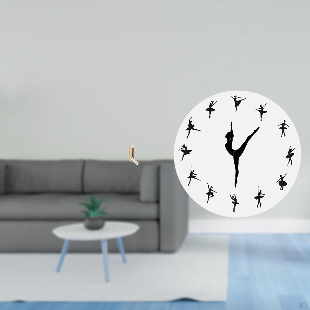Folding Ballerina Wall Hook Organizer Ballet Dancing Girl Coat Hanger Silent Mute Clock Decorative