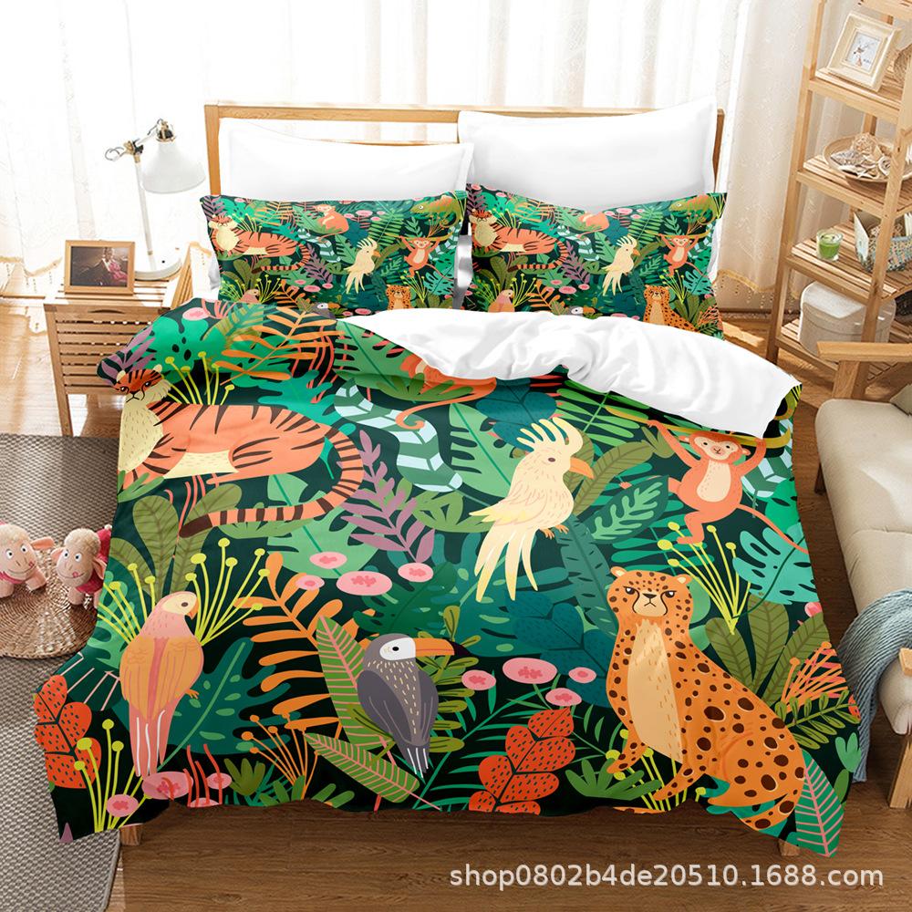 Sample Digital Printed Sheet Bed Quilt Bedding Home Textiles Cartoon Three-Piece Set