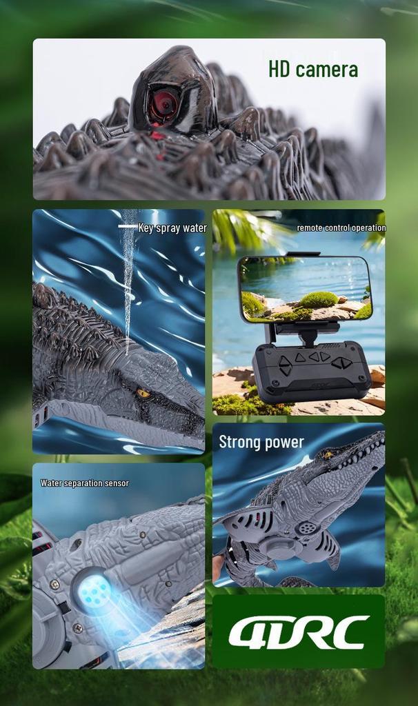 S11 4DRC Electric Camera Remote-Control Dinosaur Boat with Water Spray Toy for Kids