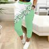 Sommer Damen Blumenmuster Schweißhose Lockerer Schnitt Kordelzug Jogginghose Elastischer Bund Tägliche Freizeit Hose