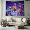 Demon Hunters Kpop Wall Tapestry Aesthetic Wall Hanging Printed Fabric Blanket Decorative Tapestries for Bedroom Living Room Home Decor