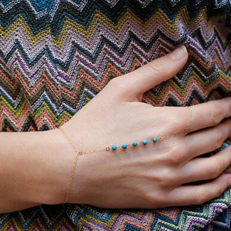 

Знаменитости, мульти-цепочка, бирюзовые бусины, браслет с кисточками, браслет на руку, ремень для рук раба серебряный