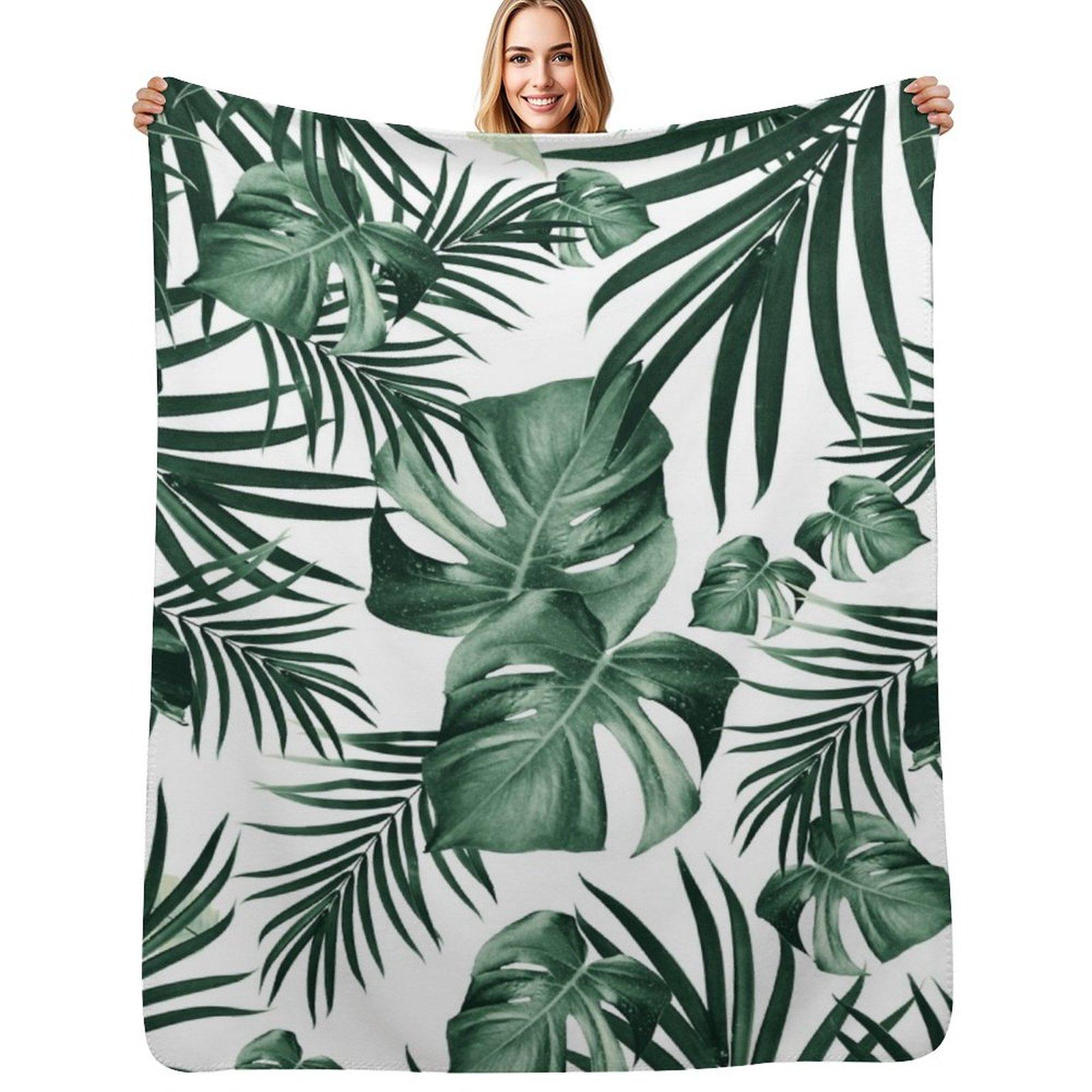 Tropical Jungle Leaves Pattern #4 ( Edition) #tropical #decor #art Throw Blanket Cozy Warm Blanket for Bed Room Decor Size: 75*100cm, Weight: 230 GSM
