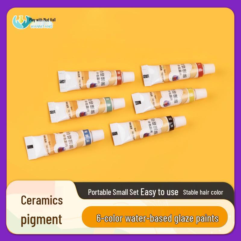 6-Color Water-Based Ceramic Overglaze Pigment Set for DIY Low-Temperature Glazing