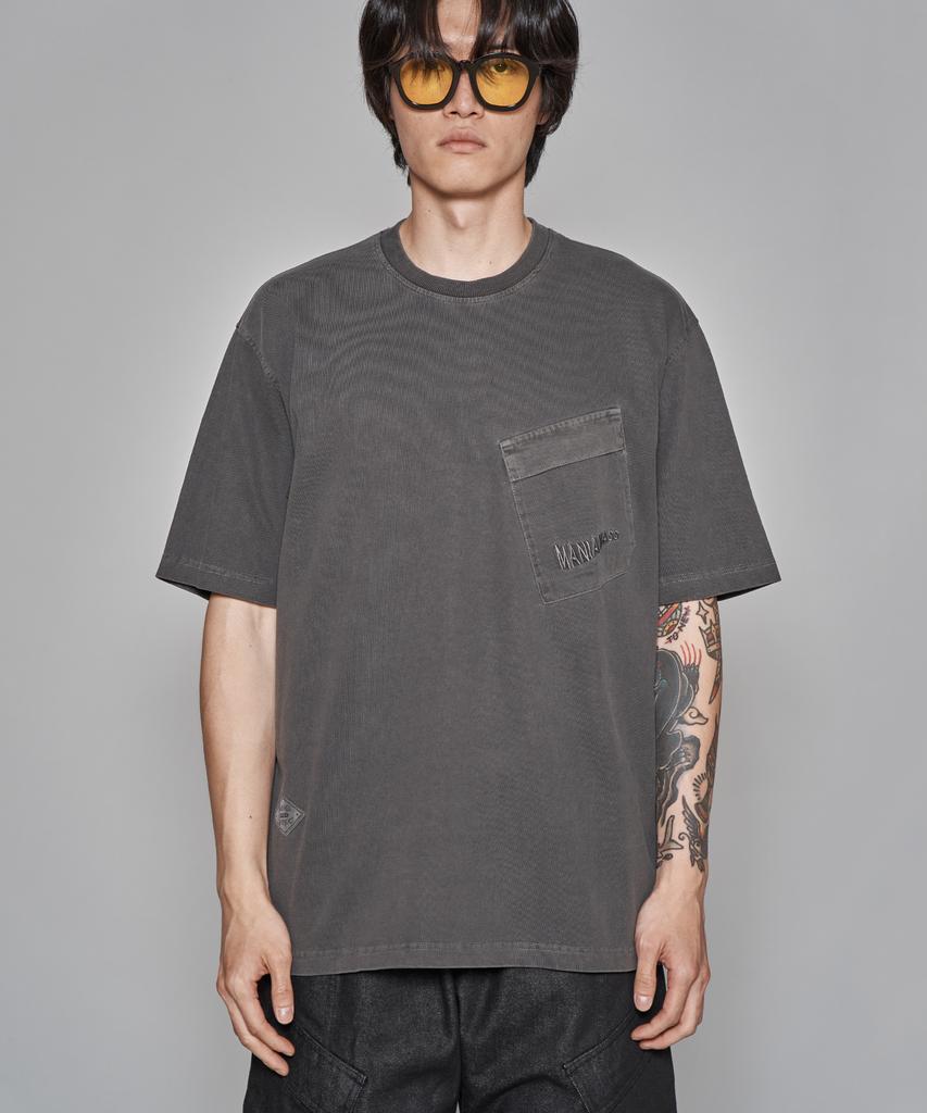 MANIAMASS Garment Dyed Cut-Out Detail Short Sleeve T-Shirt (Tomi B)
