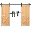 8FT Sliding Barn Door Hardware Kit, 330LBS Heavy Duty Barn Door Track Kit for Double Doors, Fit 3.7-4.3FT Total Wide and 1.3"-1.8" Thick 2 Door Panel,