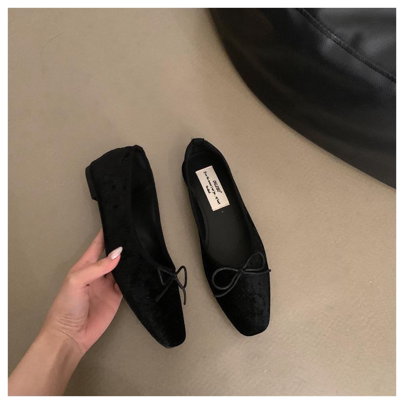 

Retro Ultra-soft Shoes Women 2025 Autumn Bow Knot Flat Sole Single Shoe Leisure Comfortable Suede New Ballet Shoes Zapatos Mujer 39
