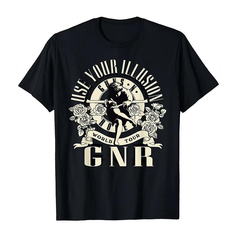2025 Nowy Guns N 'Roses Rock Punk Amerykański Oversize High Street Męski i Damski Letni Bawełniany Amerykański Wygodny T-shirt