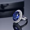 Open Ring Women Simulated Deep Blue Tanzanite Cluster Zircon Statement Finger Ring