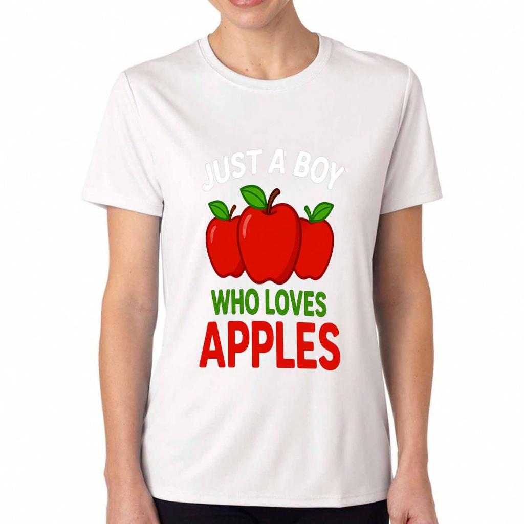 Apple Lover Unisex's Cotton T Shirt, Pure Cotton Premium Print, Durable, Casual Fashion, Featuring A Just A Boy Who Loves Apples Graphic, Perfect For