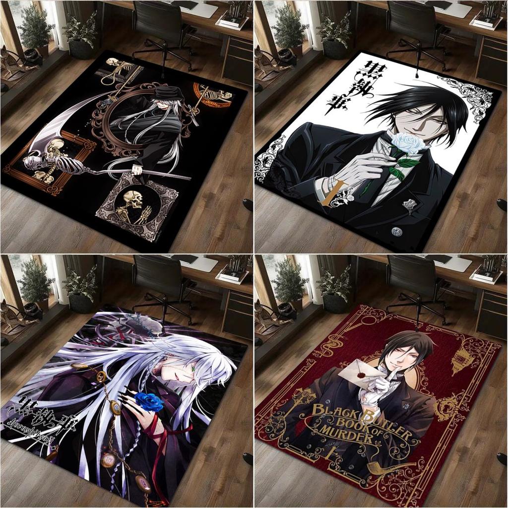 1Pc Black Butler Print Rug - home decoration Carpet For Living Room Bedroom Flooring Computer Chair Area Rug