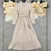 Women Vintage Bohemian Long Sleeve Long Casual Maxi Dress