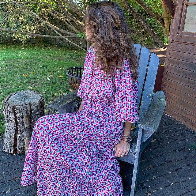 Women Bohemian Geometric Print Long Maxi Dress Lantern Sleeve V Neck Loose Casual Spring 2026 Travel Party Outfit