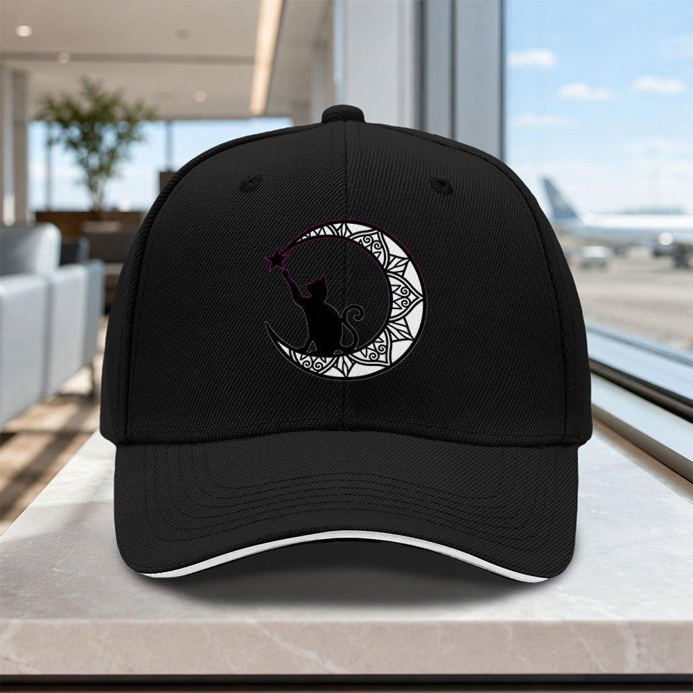 Unisexdala Moon Cat Adjustable Baseball Cap  Lightweight Unisex Printed Hat for Outdoor Weddings Parties