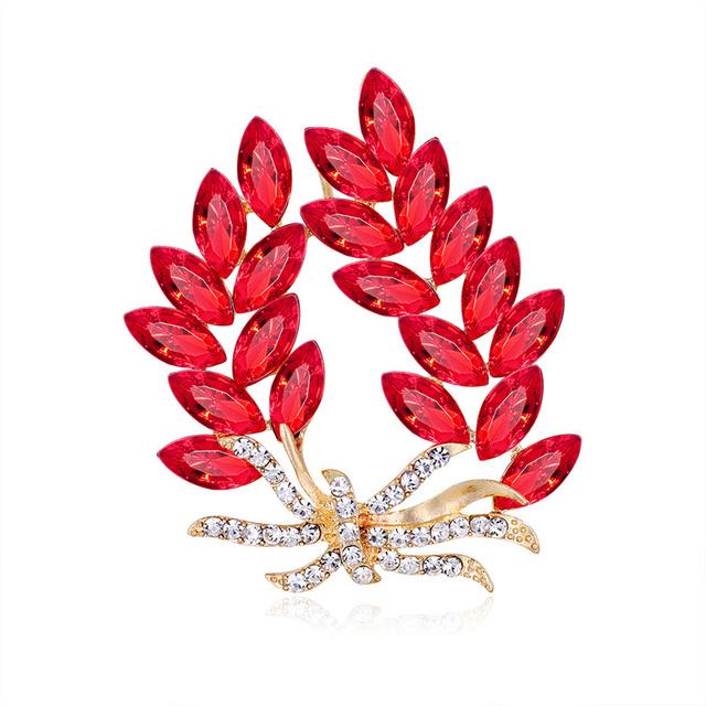 Personality Wheat Ear Rhinestone Brooch Alloy Leaf Flower Corsage Fashion Clothing Accessories Clothing Accessories Pin