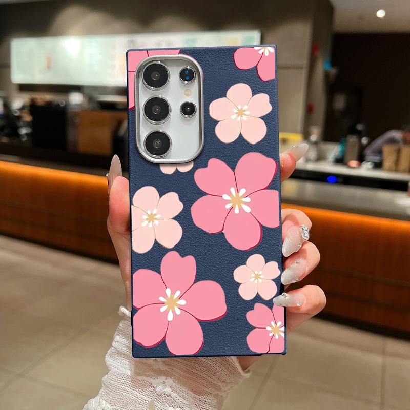 Fresh Style Cherry Blossom Pattern Case For Samsung Galaxy S26 Ultra S25 Edge S24 Plus S23 S22 S21 FE A54 A15 A35 A55 A16 A26 A36 A56 A17 A37 A57 5G