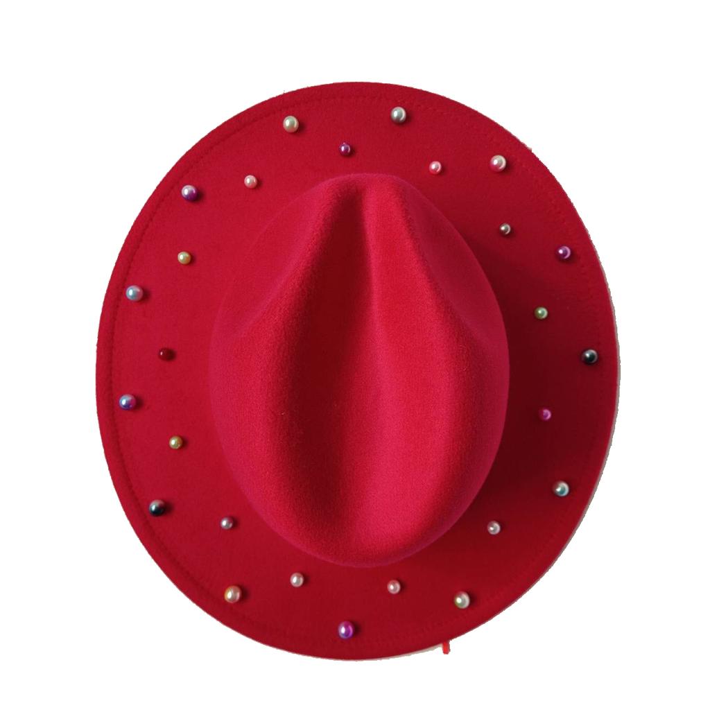 Bunte Perlen Fedoras Hut Herren Breiter Rand Fedoras Verbundener Jazzhut DIY Jazz Panama Schwarzer Hut Gorras para hombres