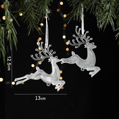 2 Stück Weihnachtsbaum Acryl Anhänger Ornament Hängender Elch für