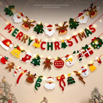 Hanging Ornaments Christmas Banner Felt Material Festive Garland Garland Christmas Ornaments Pull Flag Design Christmas Theme