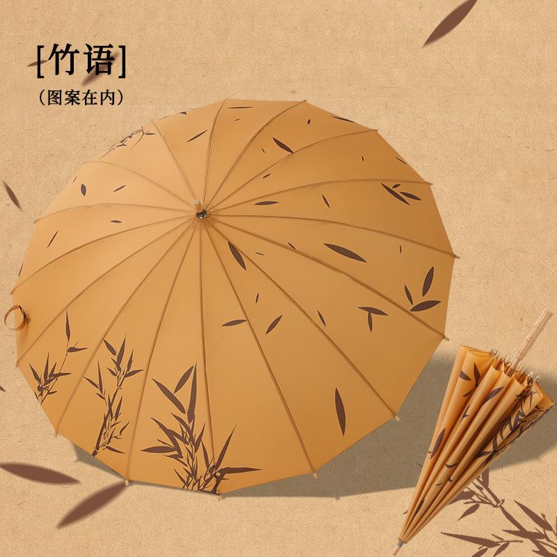 

Новый китайский модный зонт с 16 спицами, ручным открытием, бамбуковой рукояткой, прямой, с длинной ручкой и напечатанным логотипом