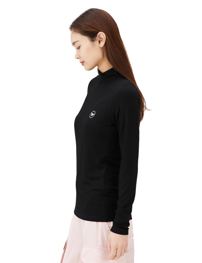 Emporio Armani Casual Women's Turtleneck T-Shirt 98.Black
