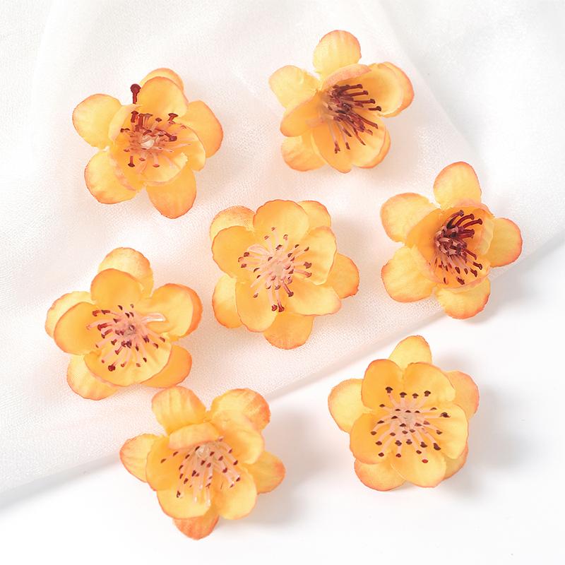 10/20Pcs 4cm Silk Peach Blossom Petals Simulation Cherry Blossom Flowers Heads for Home Room Dceor Bridal Wedding Decoration