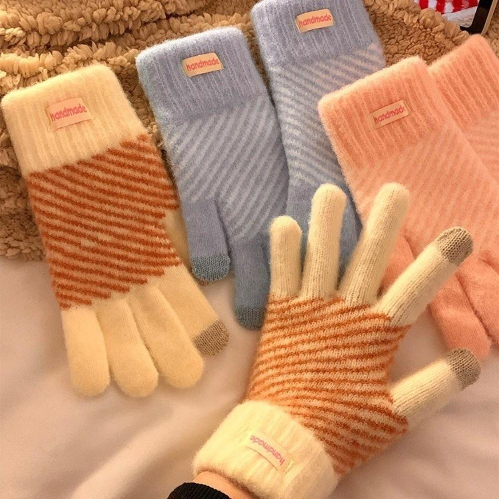Polyester Winter Touch Screen Gloves One Size Thick Fleece Lined Gloves Cycling