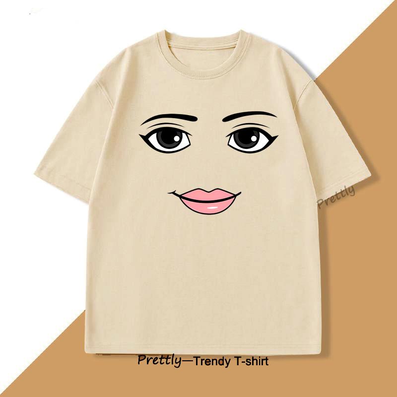 Neuheit Robloxs Frau Gesicht Spiel Meme T-Shirt Männer Frauen Baumwolle Rundhals Kurzarm Druck T-Shirt Herrenbekleidung Sommer Oberteil T-Shirt
