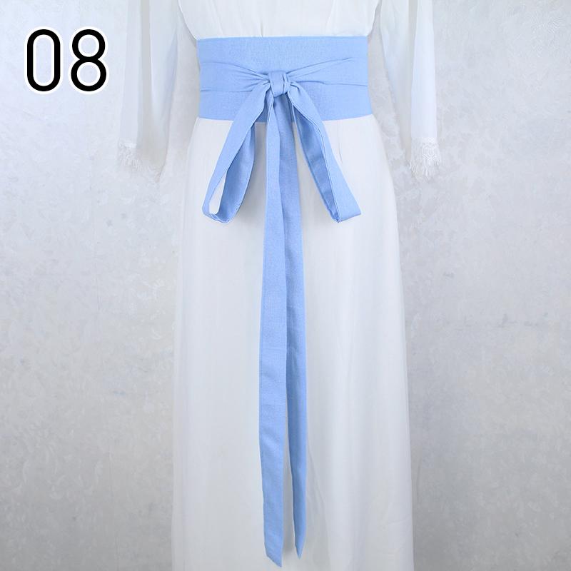 360cm Traditional Chinese Hanfu Waist Belt Cotton Linen Long Silk Sash Antique Elegant Solid Color Dress Decor for Women