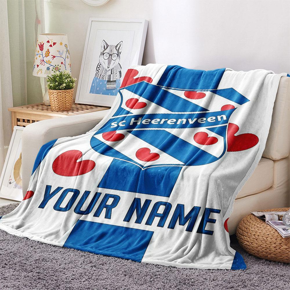 Custom Name,SC Heerenveen Printed Flannel Blanket, soft throw for bedroom sofa, washable, Christmas present, great gift.