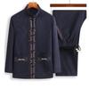 Men's Embroidered Tang Suit Set: Long Sleeve Hanfu Overcoat for Spring & Autumn