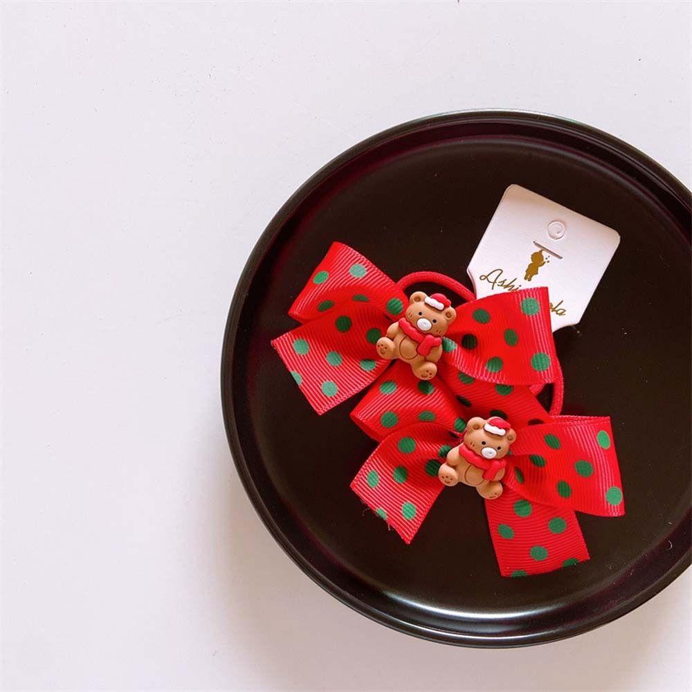 Bells Santa Claus Kids Hair Band Christmas Hair Ring Bow Rubber Band Christmas Hair Rope