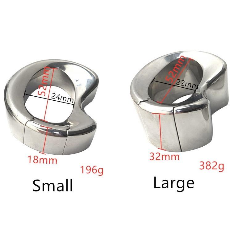 Stainless Steel Penis Lock Cock Ring Heavy Duty Weight Male Metal Ball Stretcher Scrotum Delay Ejaculation Bdsm Sex Toy For Men
