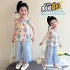 Girls' Summer Outfit New Fashionable and Stylish Baby Sleeveless Top, Children's Pants, Princess Summer Clothes, Children's Clothing
