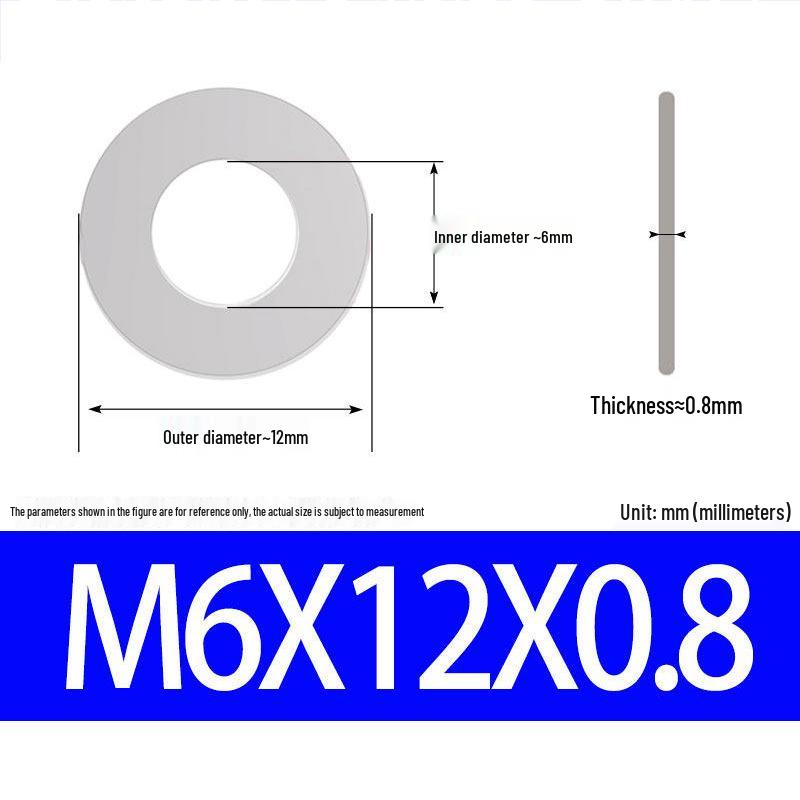 304 Stainless Steel Ultra-Thin Flat Washer, Thickness: 0.1/0.2/0.3/0.4/0.5 Mm, Sizes M1-M8