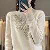 Crystal Mock Neck Elegant Sweater Women Stand Collar Base Layer Heavy Duty Beaded Knit Sweater Women