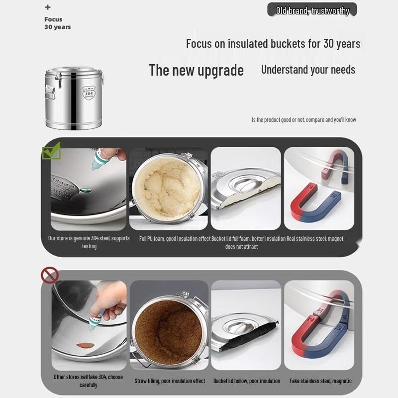 FengZhi 25L Isolierter Lebensmittelbehälter aus Edelstahl