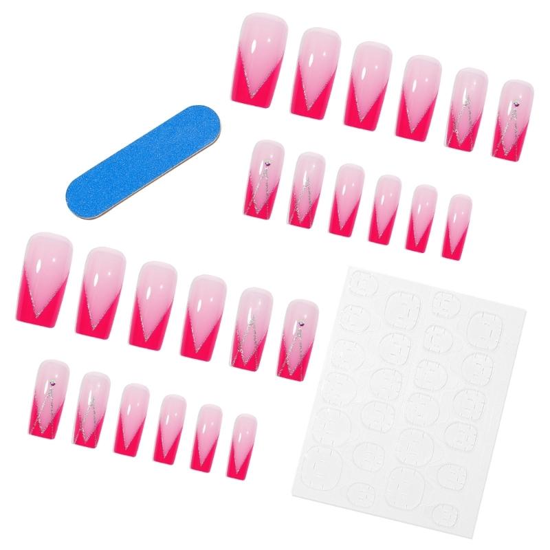 Press On Nail French Tip Nail Square Nail Tips Fake Nail Full Cover False Nail with Designs Artificial Acrylic Nail