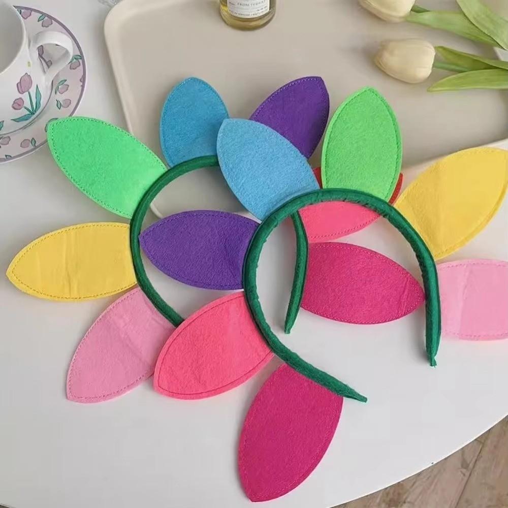 Kawaii Rainbow Colourful Sunflower Headband Photo Prop Hair Accessory Hair Bands Elastic Hairband Girl
