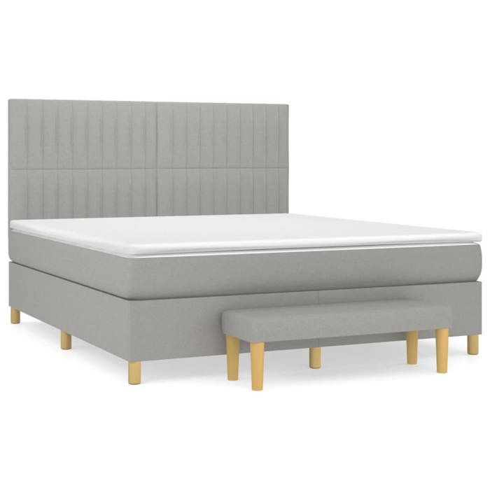 Exclusive House - Bed Slat Base with Mattress Light Grey 180x200cm Fabric