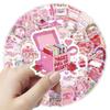 10/30/50pcs Holographic Laser Style Bookish Cartoon Stickers Cute Pink Valentine's Day Aesthetic Sticker DIY Stationery Laptop