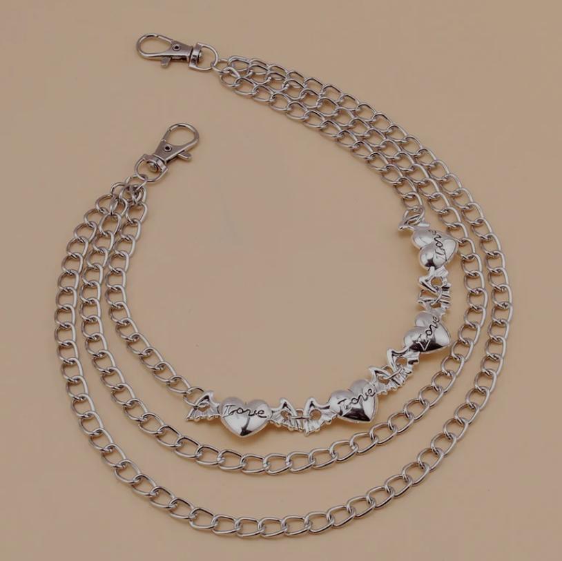 Hip Hop Punk Rock Metal Rivet Pants Waist Chain Men Women Key Chains Trousers Wallet Keychain Jeans Unisex Hip-hop Jewelry Gift