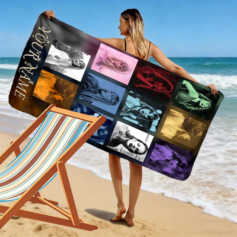 Name Custom Taylor Print Beach Towel, Large Soft Quick Dry Towel for Beach Camping Swimming