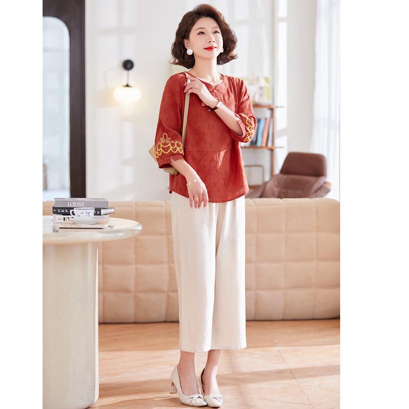 Pastel Women's Summer Cotton 3/4 Sleeve Top & Pants Set