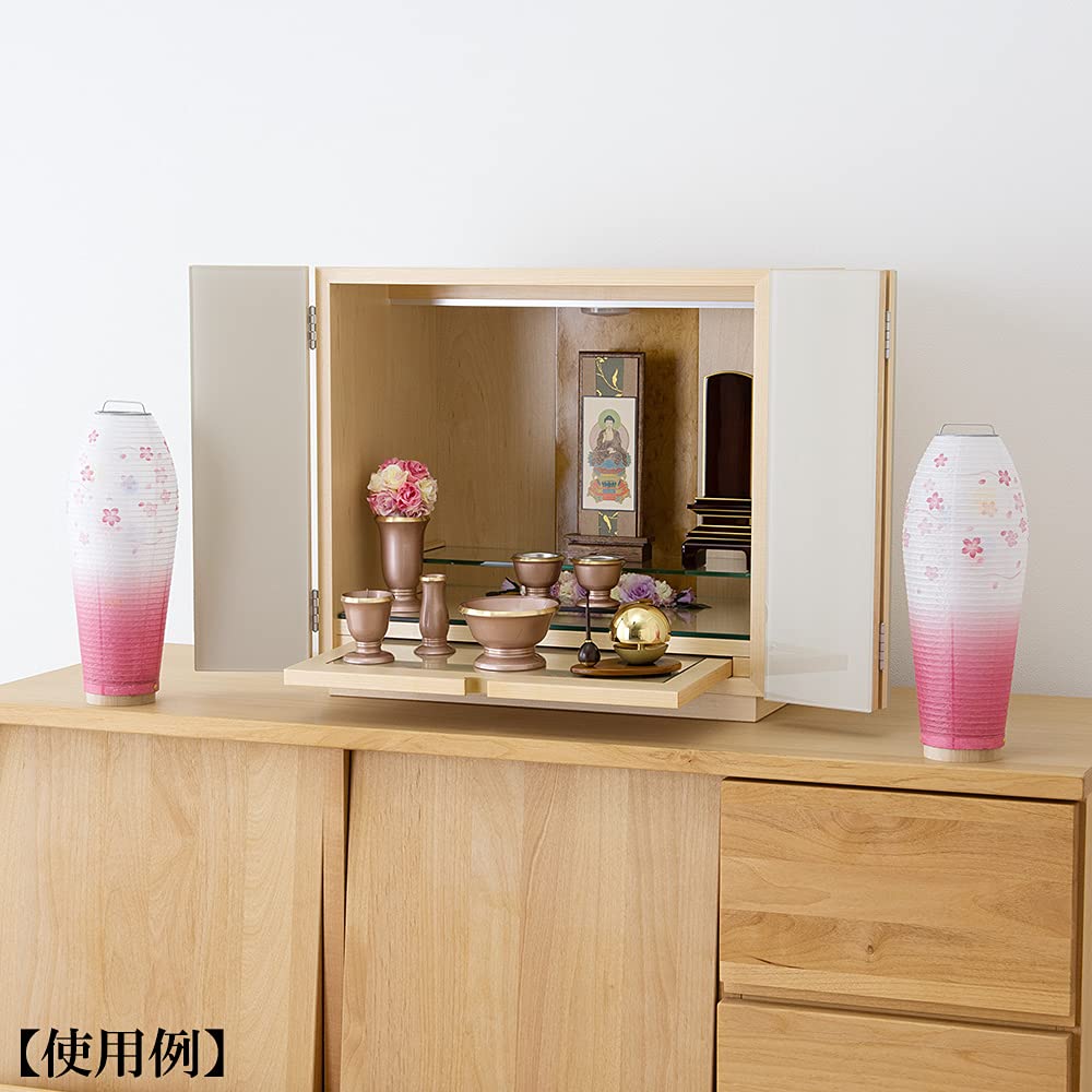 Buddhist Altar Shop Takita Shoten Bon Lantern Mini Bon Lantern LED Cordless Rotating Lantern Tokage Soft Cherry Blossom Pair Set Height 28cm X Width