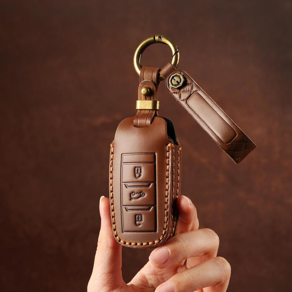 Retro Leather Key Cover for Changan CS75/Yidong – Men's Simple Cowhide Protection